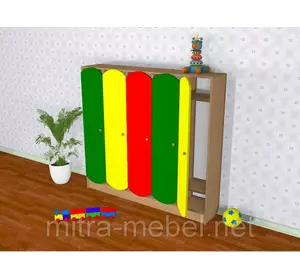 Шкаф детский пятисекционный цветной (1520*250*1250h)