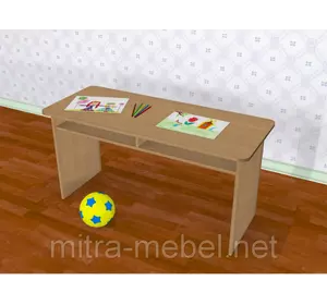 Стол  детский двухместный с полками (1100*450*h) Стол  детский двухместный с полками (1100*450*h)