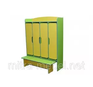 Шкаф для раздевалки 4-дверный со скамейкой