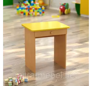 Стол детский одноместный с ящиком (550*450*h) Бук+цвет